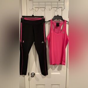 Adidas Women's Black and Pink Pants Size S & Jumpsuit Set Size M
